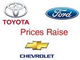 Ford, GM And Toyota To Increase Car Prices 