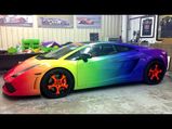 Rainbow Theme Lamborghini On Road