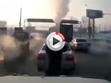 Man Gets Sandwiched By Vehicles & Is Not Bothered
