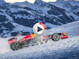 Max Verstappen Drives Red Bull RB7 Up A Snowy Mountain - Video