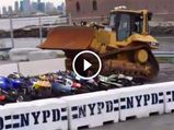 Police Crush Illegal BIkes And ATVs With Bulldozers