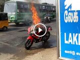 Bajaj Pulsar RS 200 Engulfed In Flames In the Middle Of Road