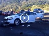 Horrific Crash Splits Car In Half — Driver Survives