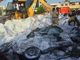  Maruti Swift Crushed Beyond Recognition In A Freak Accident [In Pictures]