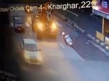 Women On Scooter Crushed By Hydraulic Crane While Changing Lane