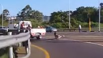 Video: Man Falls Off LCV’s Cargo Bay On A Highway; Escapes Unhurt