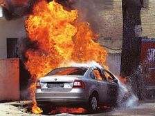 Skoda Rapid Burns Due To Short Circuit