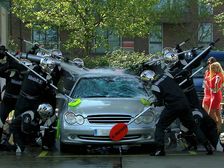 Mobil 1 Car Wash: F1 Pit Crew & Jenson Button At Car Washing Station