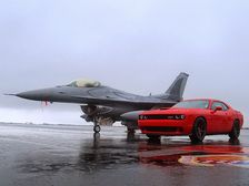 Video: Challenger SRT Hellcat Races A F-16 In A Quarter Mile Race