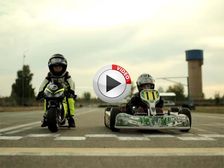 2 Year Old Biker vs 4 Year Old Kart Racer - Video