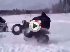 Donuts In The Snow - ATV Rider Tries And Fails: Video