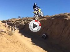 Insane Jump Sends Dirt Biker Flying After Landing - Video
