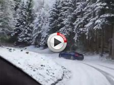 Audi R8 Drifts Up Snowy Mountain Road - Video