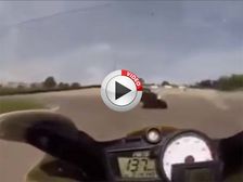 Speeding Rider Crashes Into Gravel Trap On A Race Track - Video