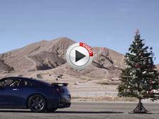 Nissan GT-R Strips The Decorations Off A Christmas Tree - Video