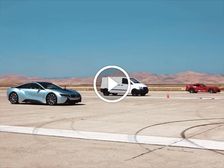 Electric Van Takes On BMW i8 And Dodge Viper On The Drag Strip