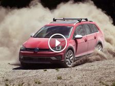 Rallycross Racer Drives The Volkswagen Golf — Jumpy Action Ahead