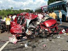 Tata Nano Head To Head Collision With A Truck, 2 Killed