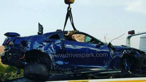 Nissan GT-R Bangalore-Hyderabad Highway Crash — Driver Survives, GT-R Totalled!