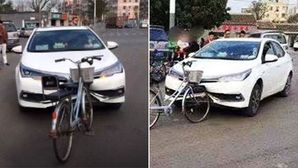 An Accident Video From China Leaves Everyone Puzzled After A Cycle Heavily Damages A Car’s Bumper