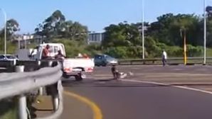 Video: Man Falls Off LCV’s Cargo Bay On A Highway; Escapes Unhurt
