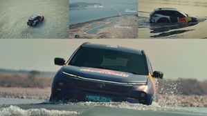 Tata Harrier EV Fords The Mighty Beas River In Red Bull Stunt