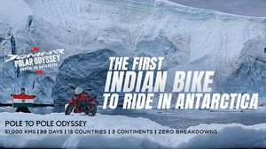 അന്റാര്‍ട്ടിക്കയിലെത്തിയ ആദ്യ ഇന്ത്യന്‍ ബൈക്ക്, പുതുചരിത്രം കുറിച്ച് ബജാജ് ഡോമിനാര്‍