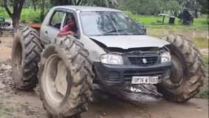 ലോർഡ് ആൾട്ടോ എന്ന് ചുമ്മാ വിളിക്കുന്നതല്ല! ട്രാക്ടറിൻ്റെ ടയറുകളുള്ള മോൺസ്റ്റർ ട്രക്കായി മാരുതിയുടെ കുഞ്ഞൻ