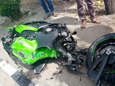 விபத்தில் சிக்கி துண்டு துண்டாகி போன கவாஸாகி சூப்பர் பைக்... பெங்களூரில் பயங்கரம்!