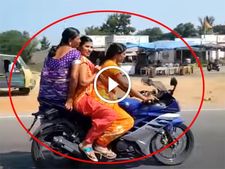 புடவை அணிந்து யமஹா ஆர்15 பைக்கில் டிர்பிள்ஸ் சென்ற சாகச பெண்கள்..!! (வீடியோ)