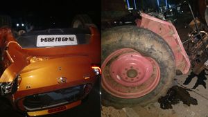 டாடா டியாகோ காருடன் மோதிய டிராக்டர் நிலைமைய பார்த்தீங்களா?