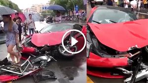 ஃபெராரி காரை எடுத்து சில நொடிகளில் விபத்தில் சிக்கிய பெண்; என்னம்மா நீங்க இப்படி பண்ணுறீங்களேம்மா..