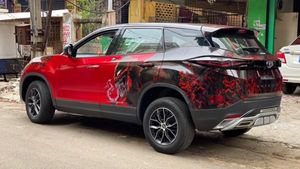 கிராஃபிக்ஸ் என்றால் இப்படி இருக்கனும்... டெட்புல் வெனோம் உருவங்களுடன் டாடா ஹெரியர் கார்...