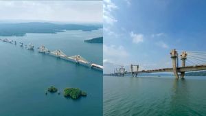 2.44கிமீ-க்கு எந்த வளைவும் கிடையாது... அமெரிக்கா ரேஞ்சுக்கு வயரில் கட்டப்படும் பாலம்!!