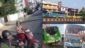 பெண் செய்த முட்டாள்தனத்தால் நடந்த பயங்கரம்... உருக்குலைந்த பஸ், கார்கள்! மொத்த ரோடும் ஸ்தம்பிச்சு போயிருச்சு!