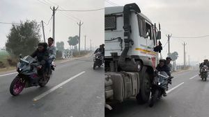 ఇలాంటివి వద్దు సోదరా.. రోడ్డుపై బైక్‌తో స్టంట్లు.. సీన్ కట్ చేస్తే ఎదురుగా ట్రక్కు.. తరువాత ఏ జరిగిందంటే.. 