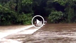 लोगों की जान बचाने के लिए बहते नदी पर चलाई महिंद्रा बोलेरो - देखें ये हैरतअंगेज विडियो