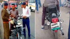 पुलिस ने भागते हुए बाइकर को पकड़ा, किया 32,500 रुपये का चालान