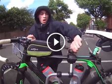 Thief Tries To Steal A Bicycle From A Moving Car