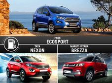 Ford EcoSport Facelift Vs Maruti Brezza Vs Tata Nexon Mileage Comparison
