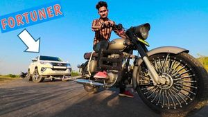 Video: Royal Enfield Classic 350 Towing Toyota Fortuner; Its Effect On The Engine Explained