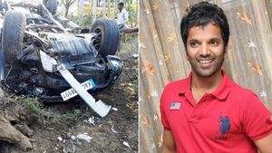 ಅಯೋಗ್ಯ ಸಿನಿಮಾ ಶೂಟಿಂಗ್ ವೇಳೆ ಅವಘಡ- ಕಾರು ಅಪಘಾತದಲ್ಲಿ ಪಾರಾದ ನಟ ನೀನಾಸಂ ಸತೀಶ್