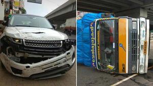 ಸಿಗ್ನಲ್ ಜಂಪ್ ವೇಳೆ ಎಡವಟ್ಟು- ಲಾರಿ ಗುದ್ದಿದ ರಭಸಕ್ಕೆ ಜಖಂಗೊಂಡ ರೇಂಜ್ ರೋವರ್...