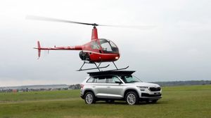 ಹೊಸ SKoda Kodiaq ಎಸ್‌ಯು‌ವಿ ರೂಫ್ ಮೇಲೆ ಲ್ಯಾಂಡ್ ಆದ ಮಿನಿ ಹೆಲಿಕಾಪ್ಟರ್