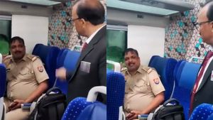 Vande Bharat Express: ಪೊಲೀಸ್ ಇನ್‌ಸ್ಪೆಕ್ಟರ್‌ ಬೆವರಿಳಿಸಿದ ಟಿಟಿಇ, ವಿಡಿಯೋ ವೈರಲ್
