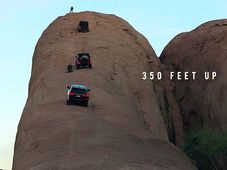 350 అడుగుల కొండను నిటారుగా ఎక్కిన మూడు జీపులు