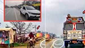 కారును ఢీకొట్టిన ట్రక్కు.. ప్రమాదంలో చాకచక్యంగా తప్పించుకున్న తాత, డ్యాష్‌క్యామ్‌ వీడియో వైరల్‌