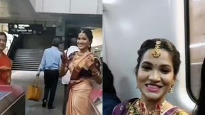 మెట్రోలో ప్రయాణించిన పెళ్లి కూతురు.. ‘స్మార్ట్‌ బెంగళూరు బ్రైడ్‌' అంటూ నెటిజన్ల కామెంట్స్‌.. అసలేం జరిగింది.??