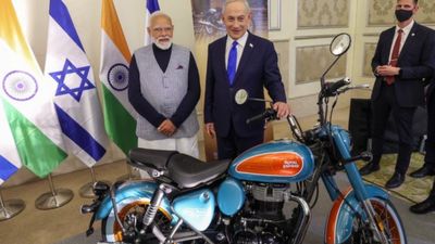 PM Modi & Netanyahu Spotted With Royal Enfield Goan Classic 350 During Israel Visit