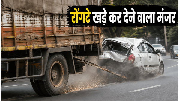 भुवनेश्वर में ट्रक ने कार को आधा किलोमीटर तक घसीटा: परिवार की जान पर बन आई!